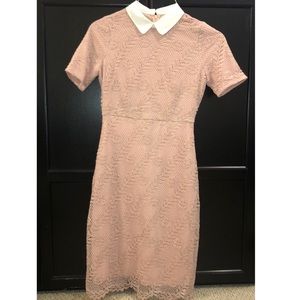 MAUVE PINK Collared Lace Dress